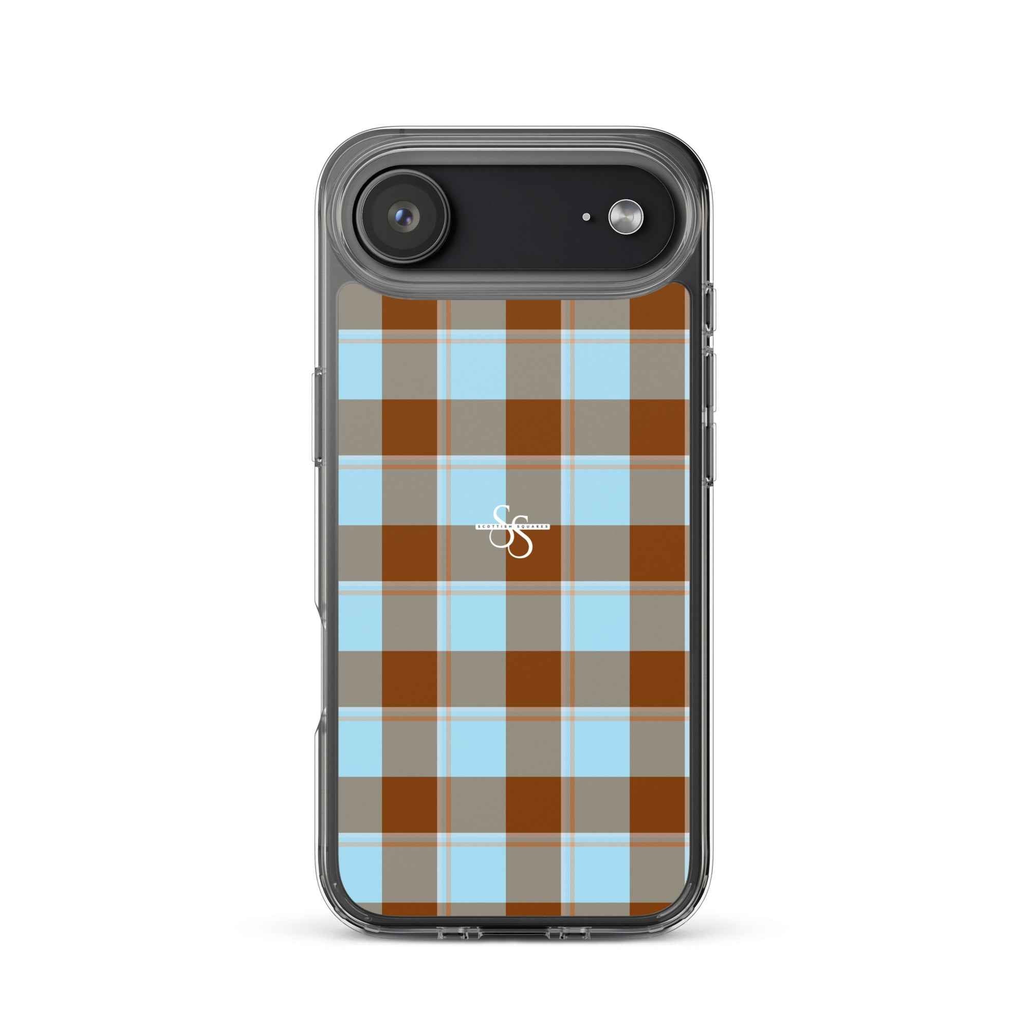 Clear Case for iPhone Blizzard Blue and Livid Brown Plaid iPhone 17 Air - Scottish Squares