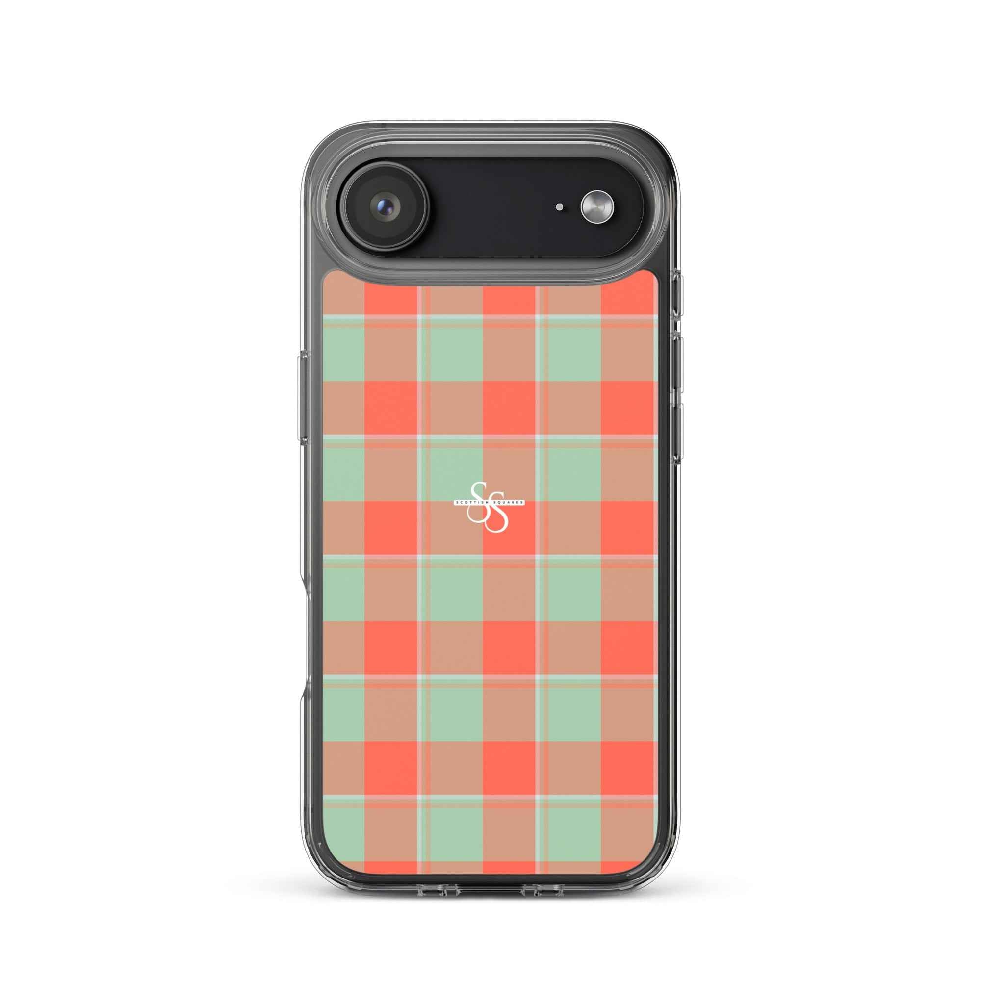 Clear Case for iPhone Spring Rain and Persimmon Plaid iPhone 17 Air - Scottish Squares