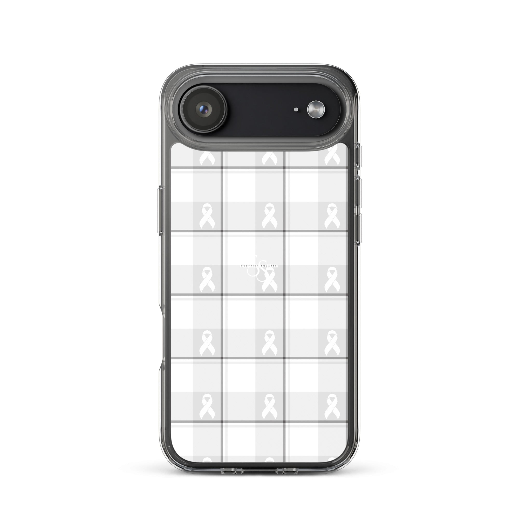 Clear Case for iPhone Lung Cancer Awareness Plaid, White Ribbon, Supportive Gift iPhone 17 Air - Scottish Squares
