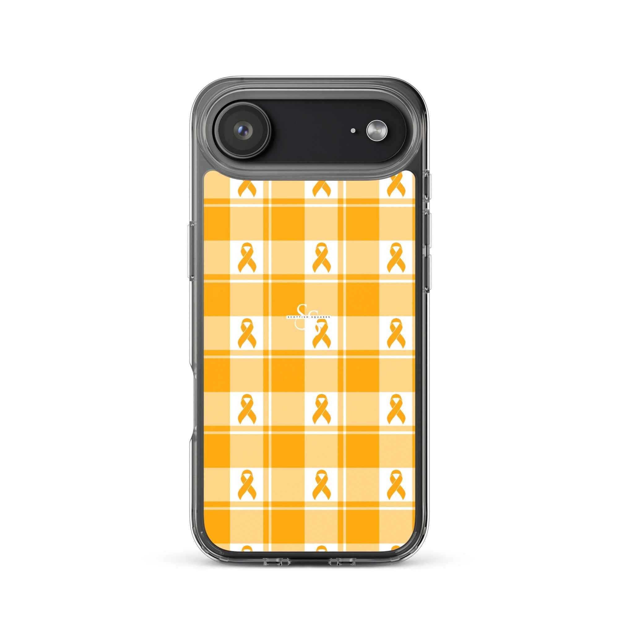 Clear Case for iPhone Kidney Cancer Awareness Plaid, Orange Ribbon, Supportive Gift iPhone 17 Air - Scottish Squares