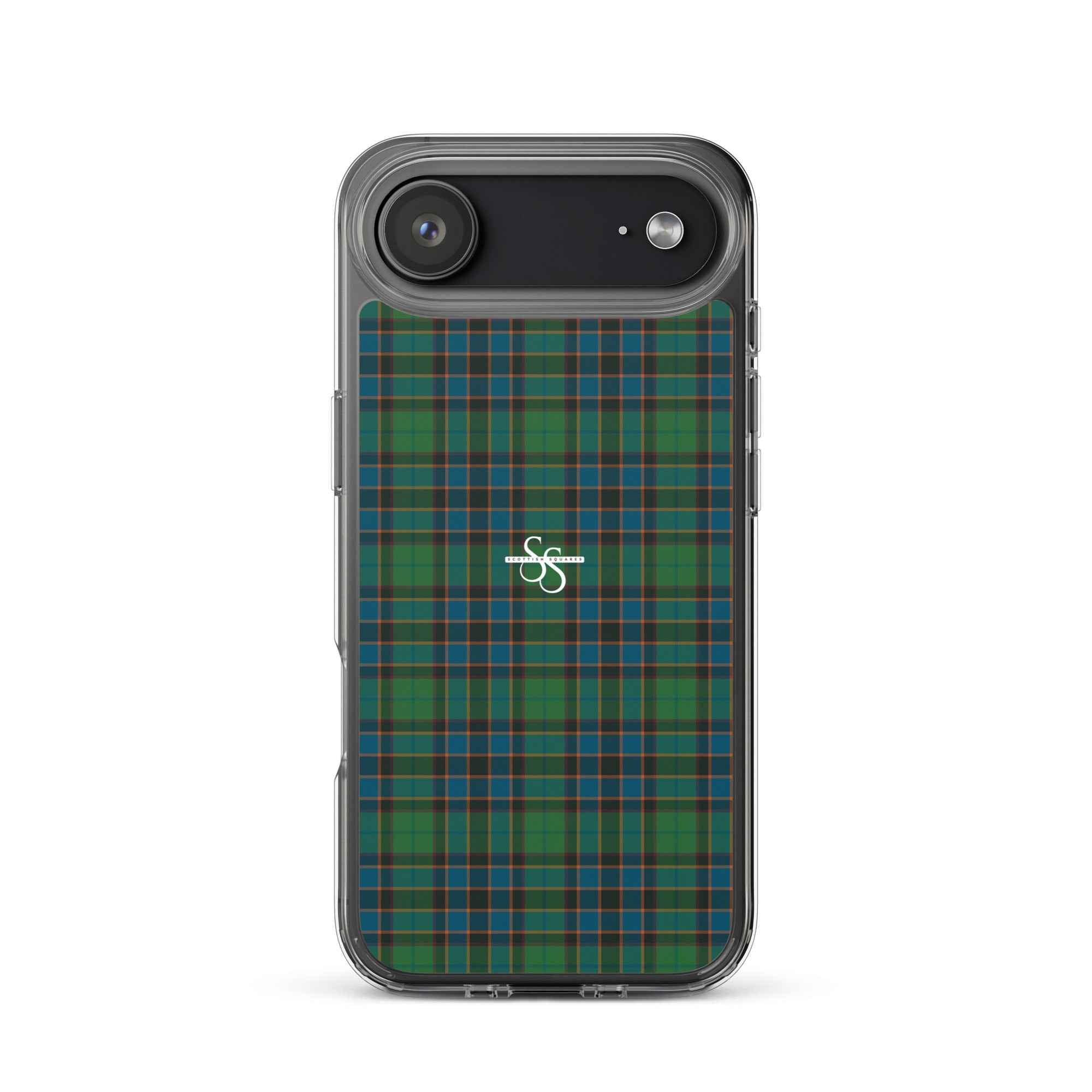 Clear Case for iPhone Green Blue Orange Plaid Tartan