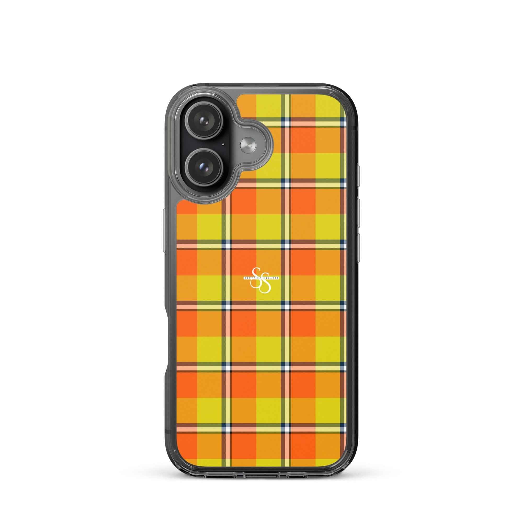 Clear Case for iPhone Blaze Orange and Bird Flower Plaid iPhone 17 - Scottish Squares