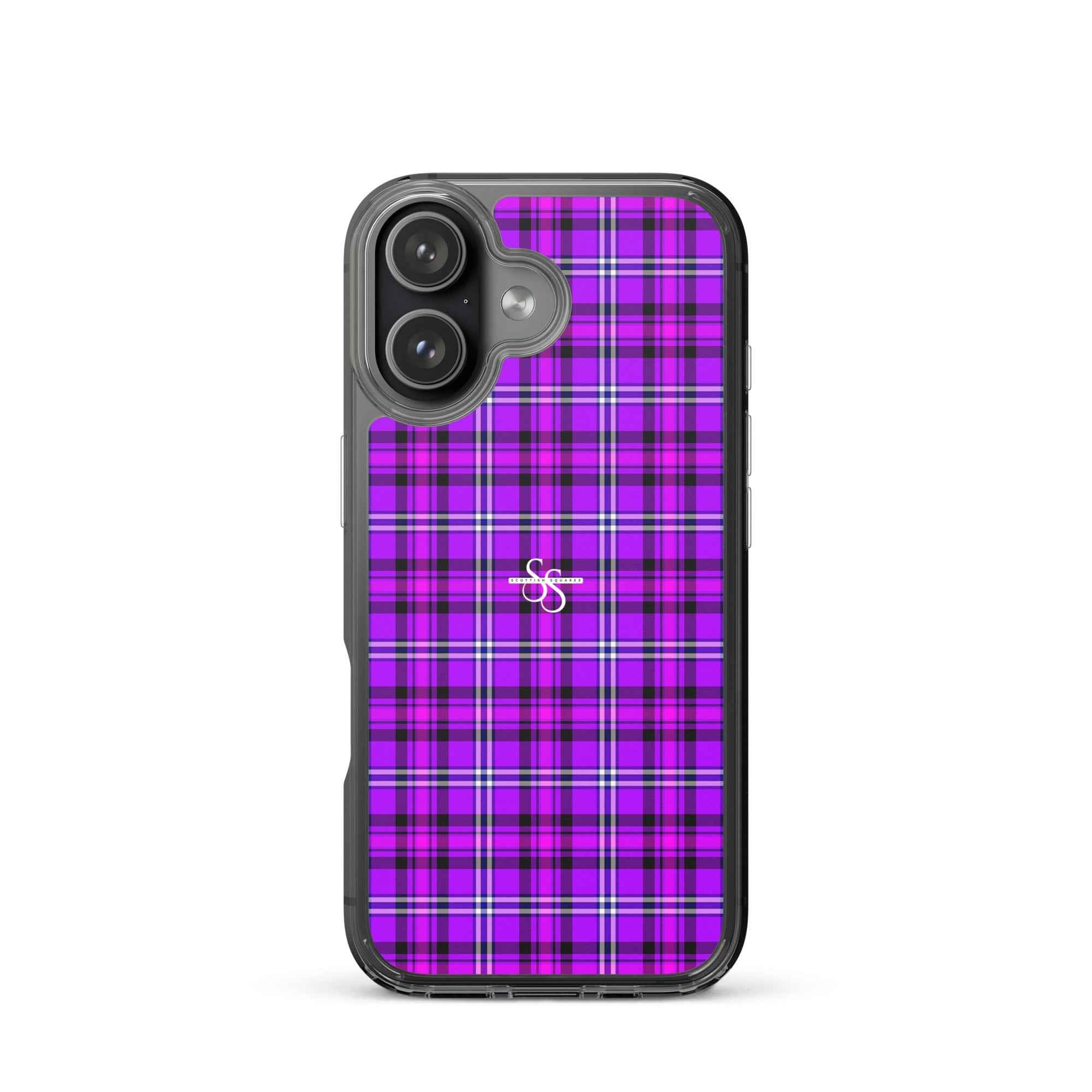 Clear Case for iPhone Electric Violet and Fuchsia Plaid iPhone 17 - Scottish Squares