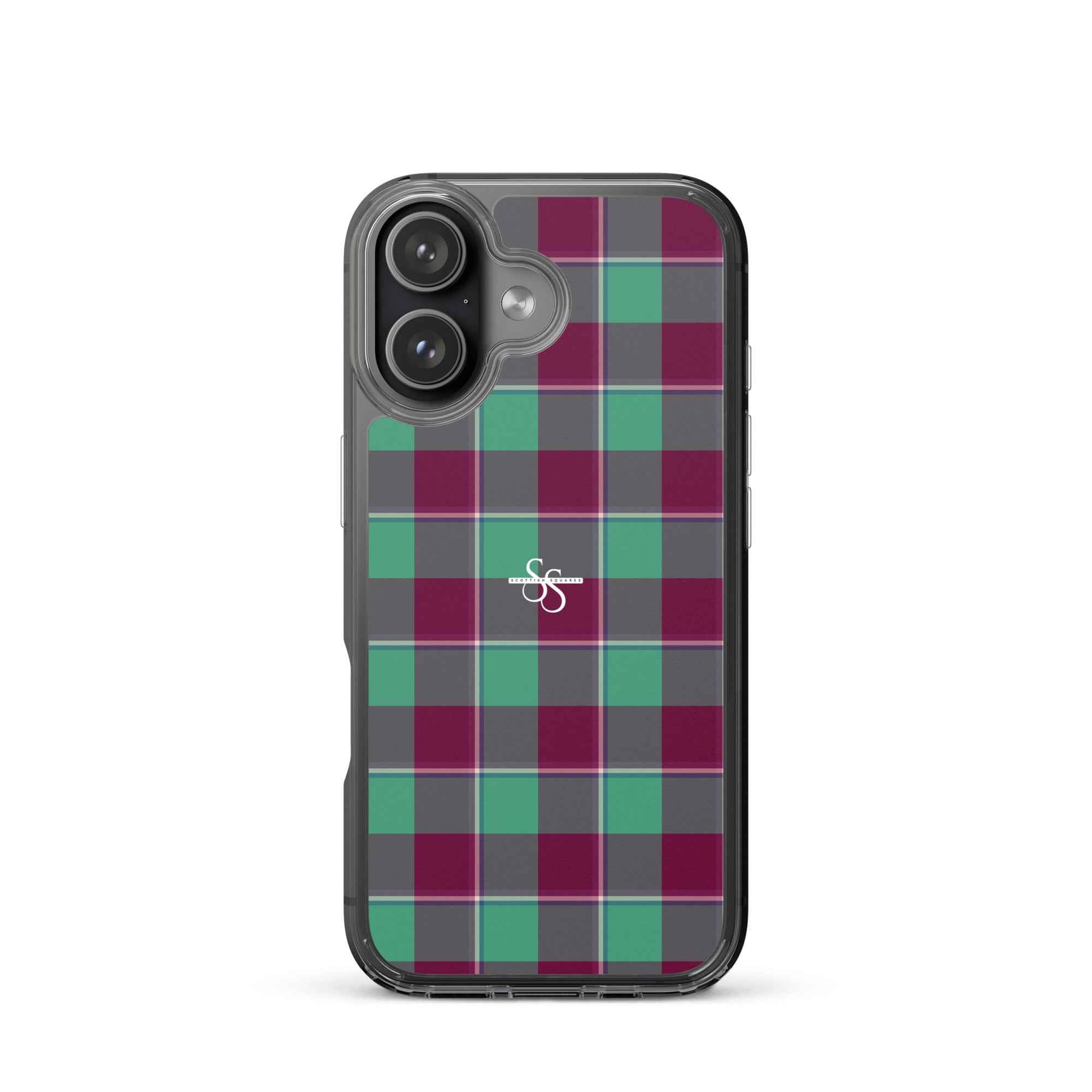 Clear Case for iPhone Ocean Green and Mulberry Wood Plaid iPhone 17 - Scottish Squares