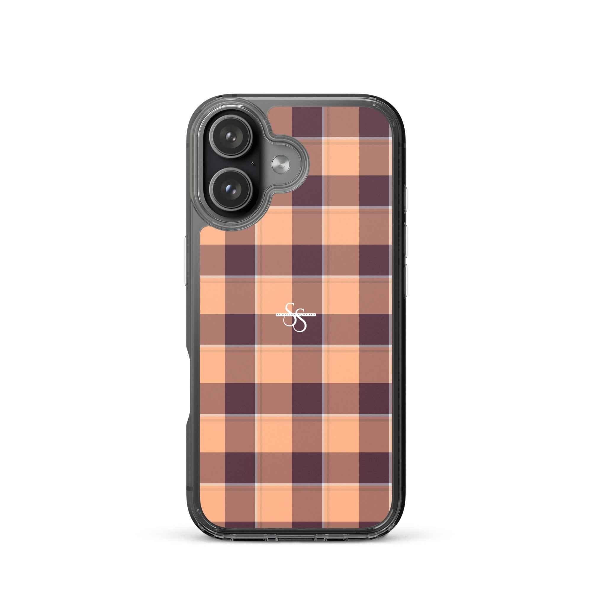 Clear Case for iPhone Hit Pink and Livid Brown Plaid iPhone 17 - Scottish Squares