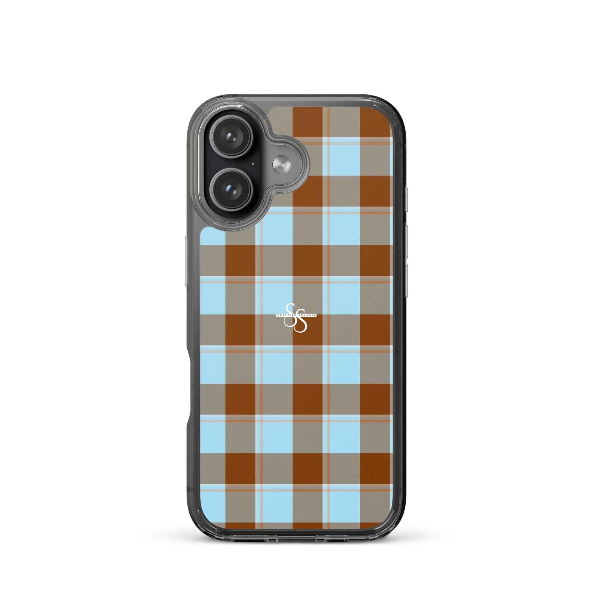 Clear Case for iPhone Blizzard Blue and Livid Brown Plaid iPhone 17 - Scottish Squares
