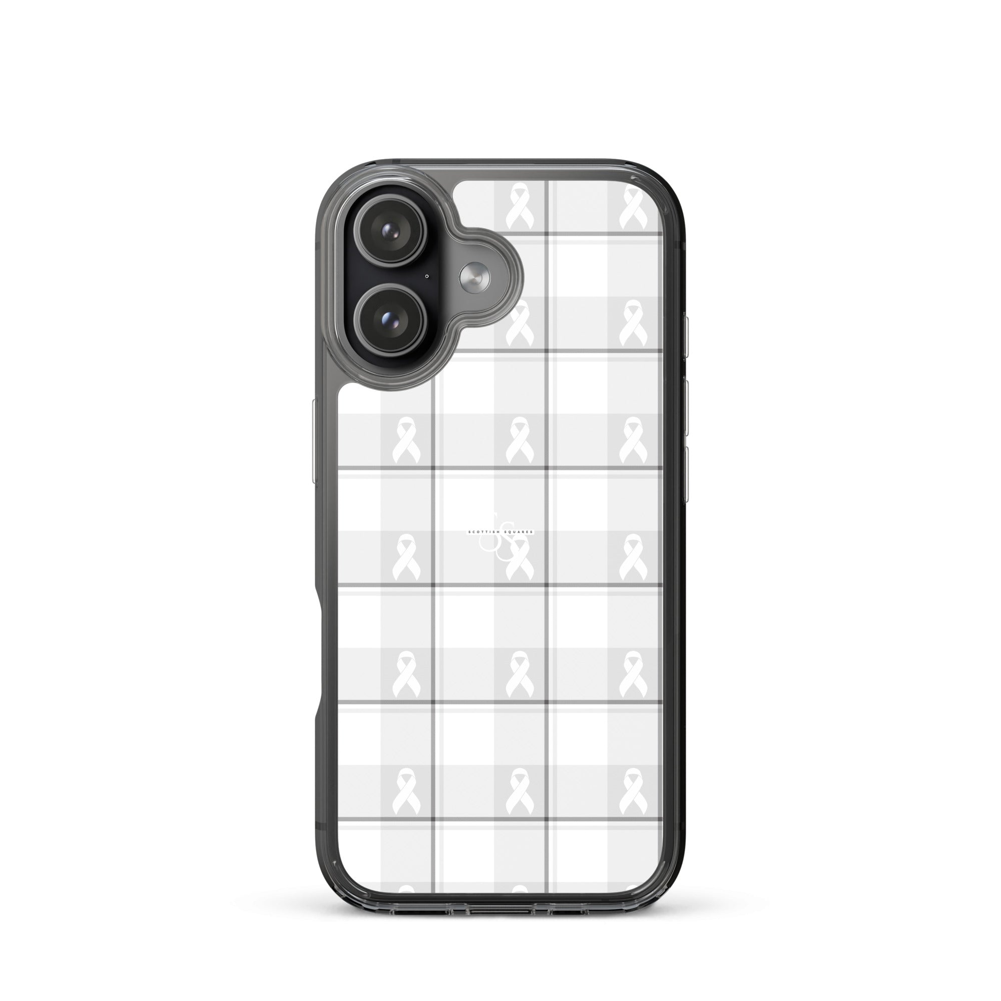 Clear Case for iPhone Lung Cancer Awareness Plaid, White Ribbon, Supportive Gift iPhone 17 - Scottish Squares