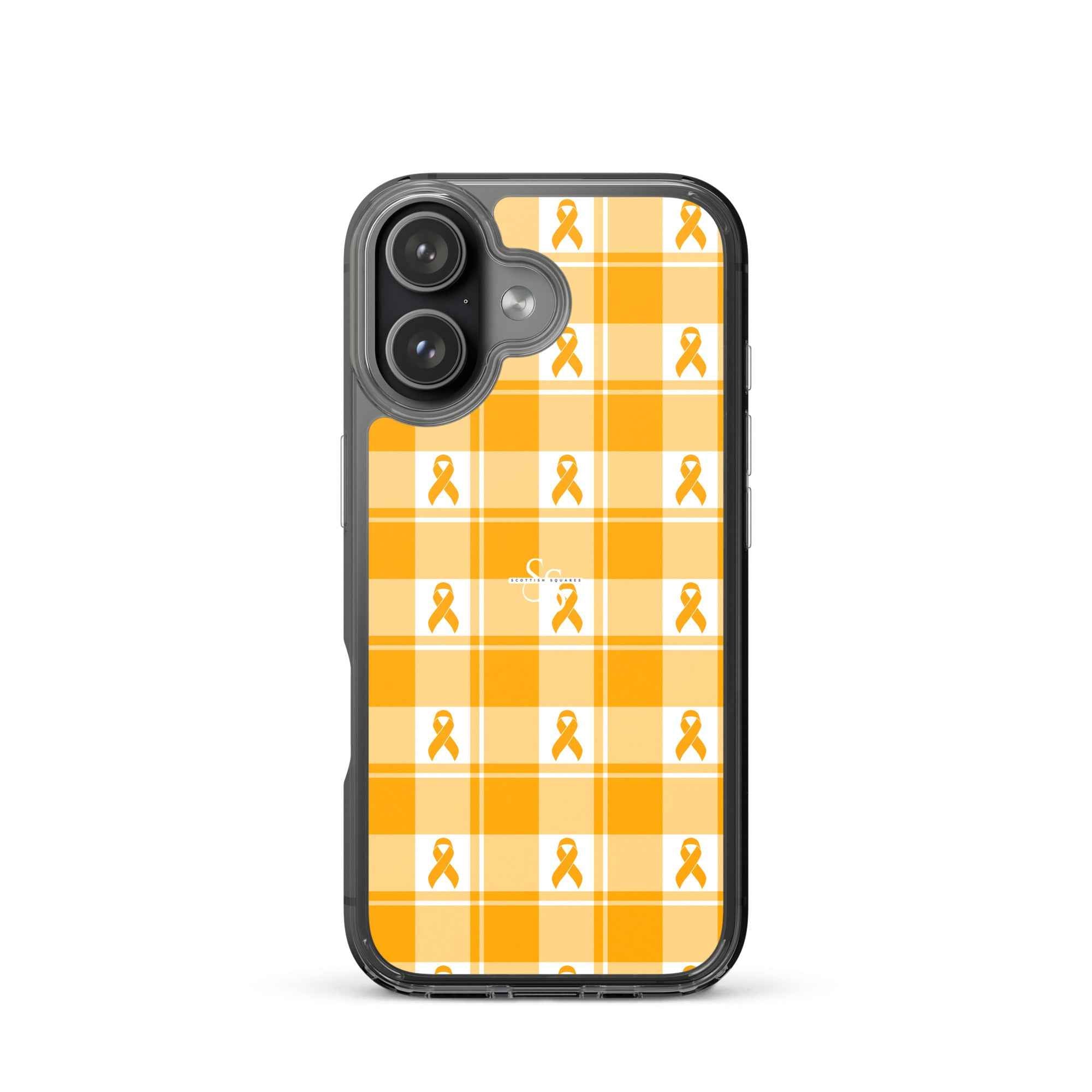 Clear Case for iPhone Kidney Cancer Awareness Plaid, Orange Ribbon, Supportive Gift iPhone 17 - Scottish Squares