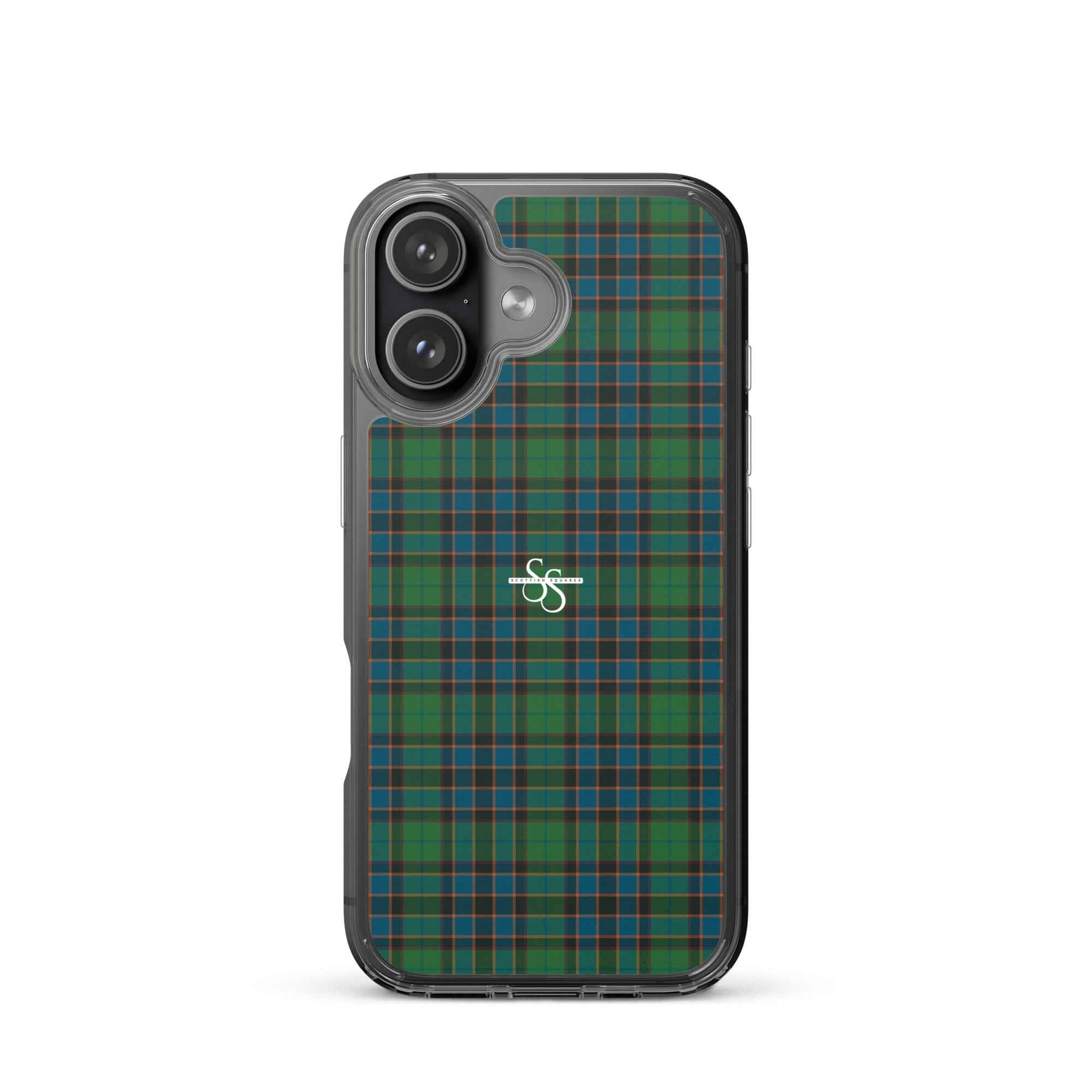 Clear Case for iPhone Green Blue Orange Plaid Tartan