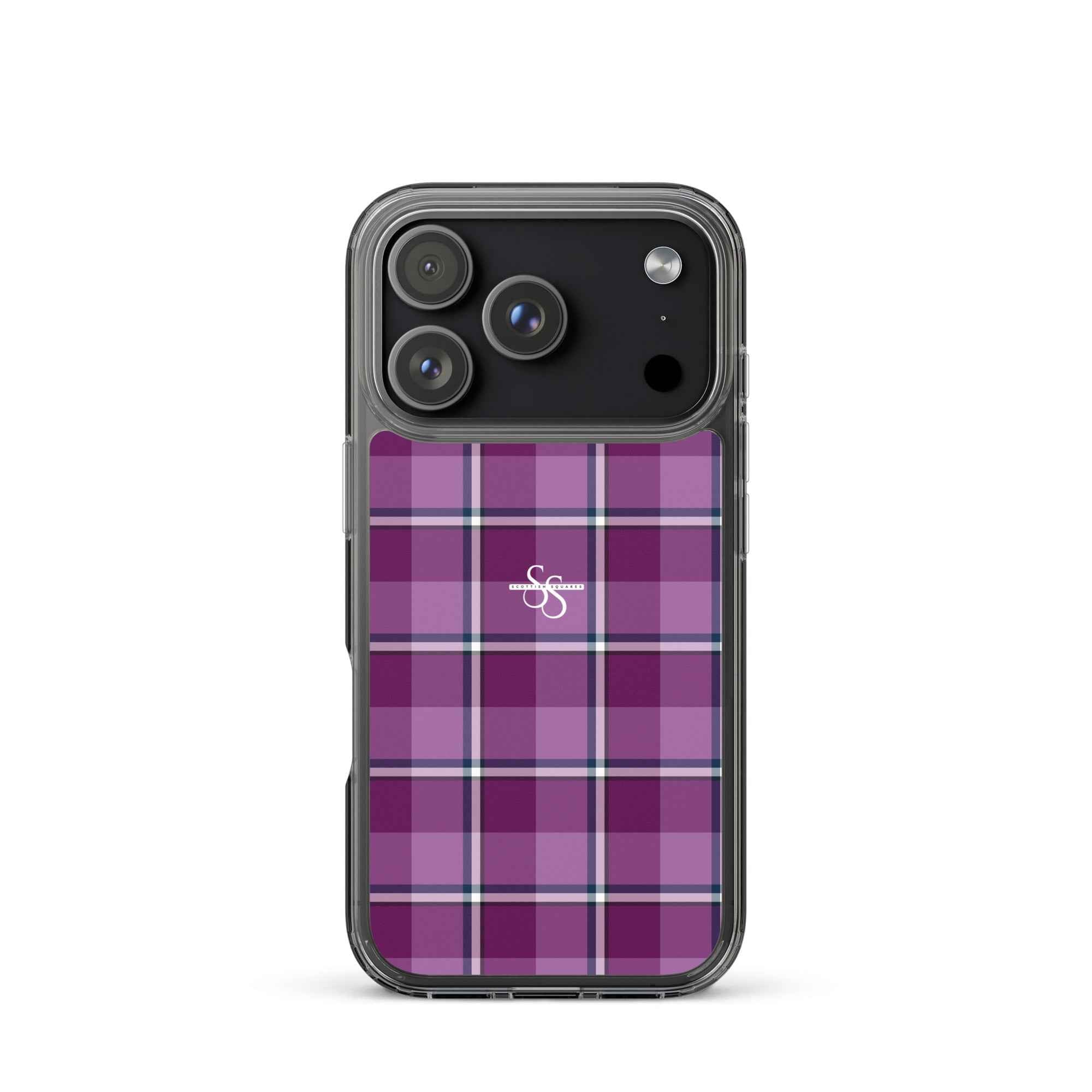 Clear Case for iPhone Purple and Trendy Pink Plaid iPhone 17 Pro - Scottish Squares