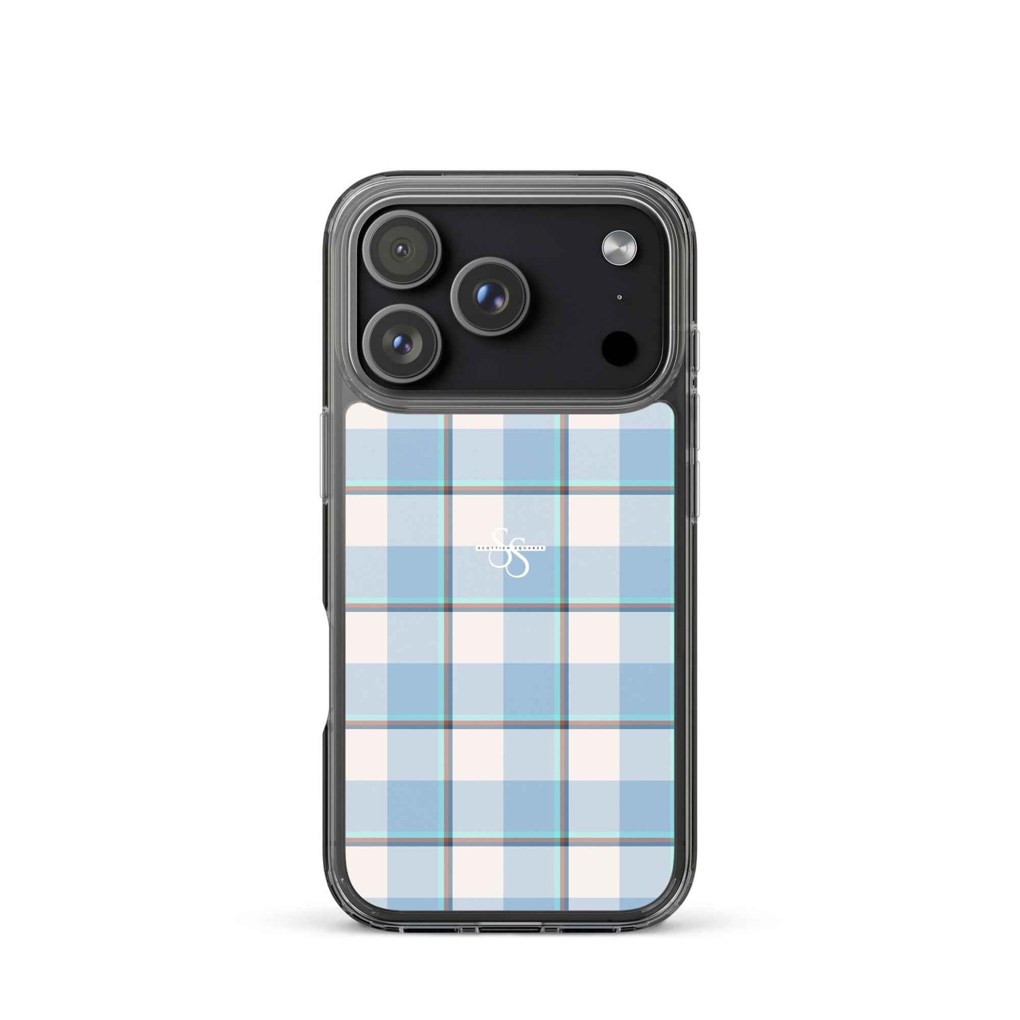 Clear Case for iPhone Pink Cloud and Blue Lagoon Plaid iPhone 17 Pro - Scottish Squares