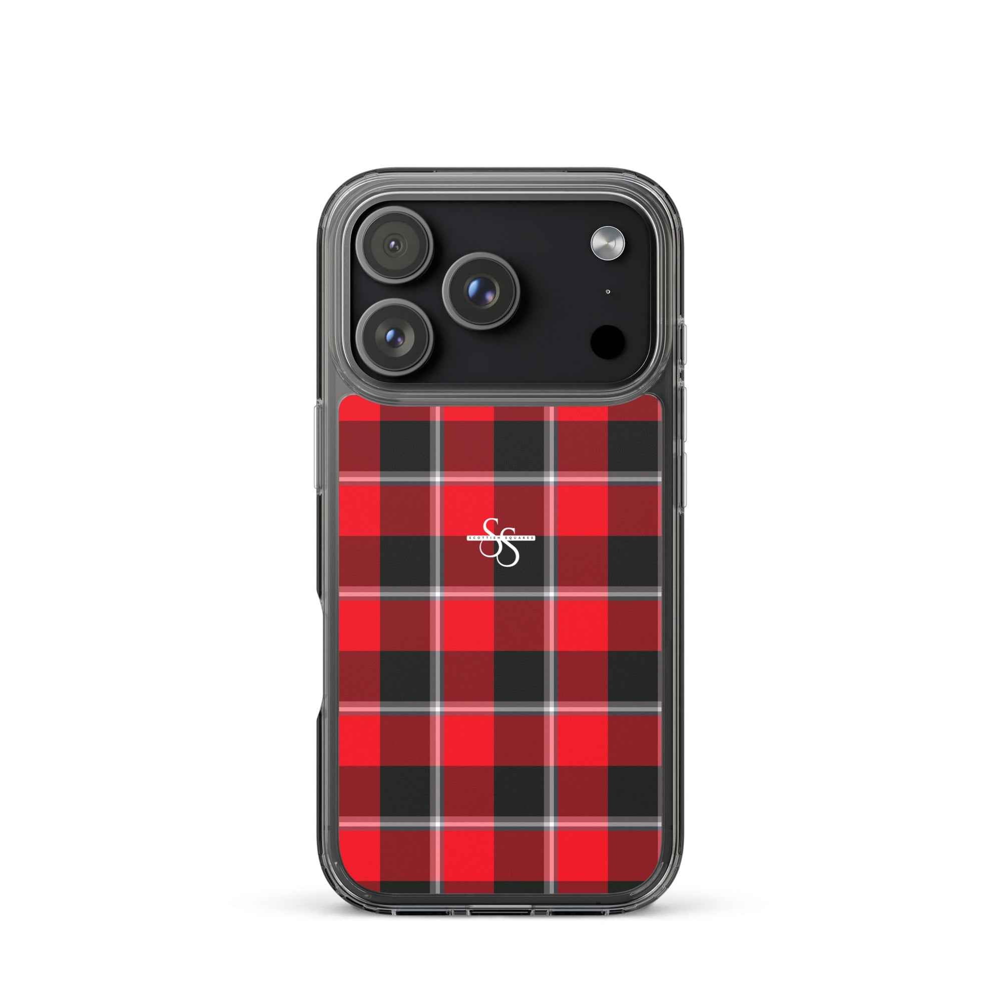 Clear Case for iPhone Red Ribbon and Heavy Metal Plaid iPhone 17 Pro - Scottish Squares