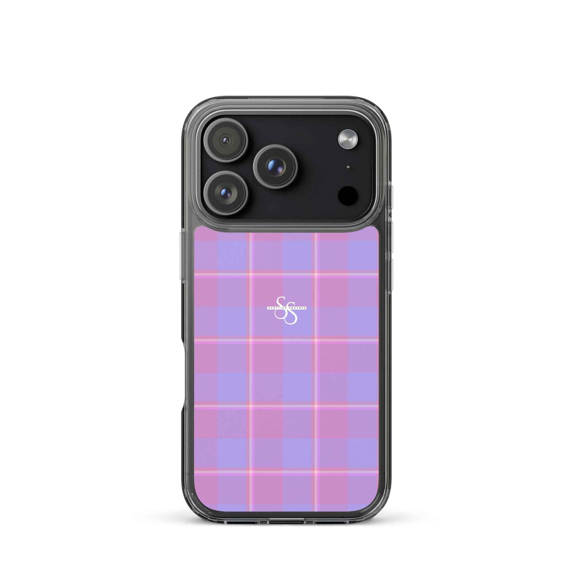 Clear Case for iPhone Viola and Dull Lavender Plaid iPhone 17 Pro - Scottish Squares