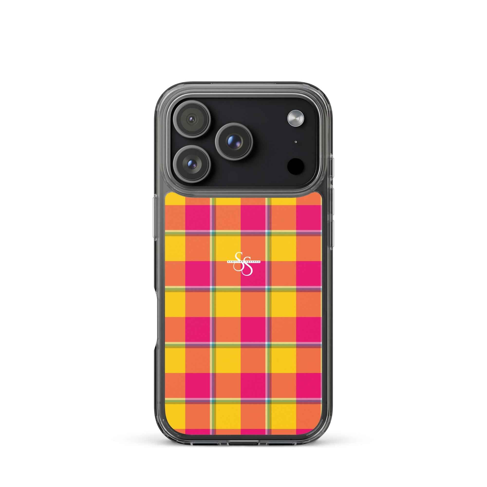 Clear Case for iPhone Corn and Razzmatazz Plaid iPhone 17 Pro - Scottish Squares