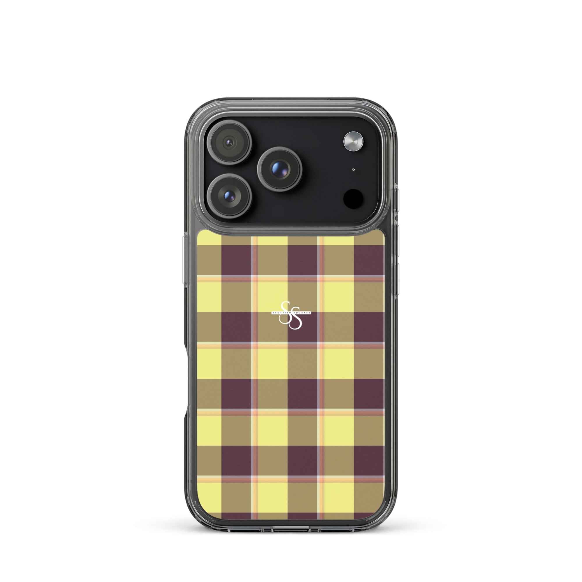 Clear Case for iPhone Flax and Livid Brown Plaid iPhone 17 Pro - Scottish Squares