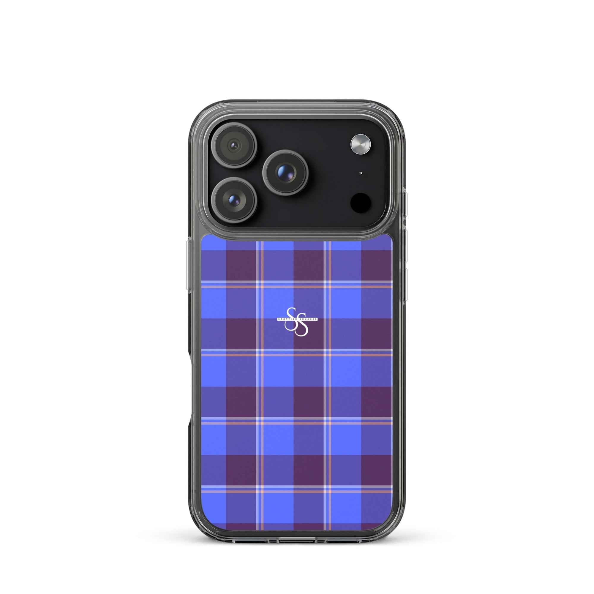 Clear Case for iPhone Cornflower Blue and Livid Brown Plaid iPhone 17 Pro - Scottish Squares