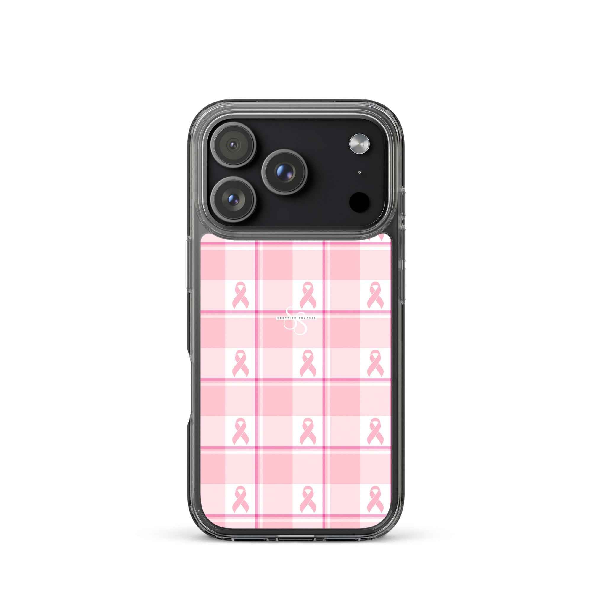 Clear Case for iPhone Breast Cancer Awareness Plaid iPhone 17 Pro - Scottish Squares