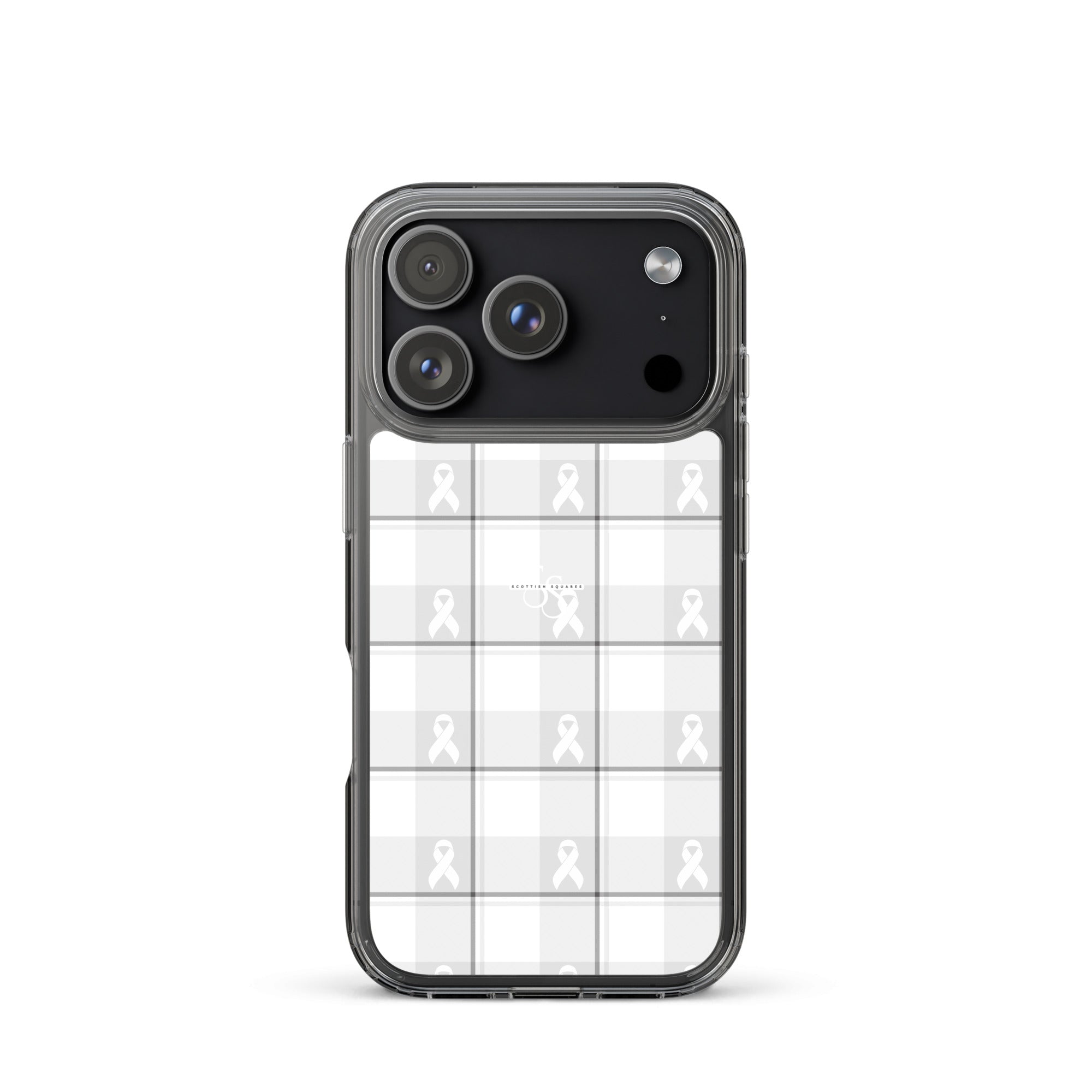 Clear Case for iPhone Lung Cancer Awareness Plaid, White Ribbon, Supportive Gift iPhone 17 Pro - Scottish Squares