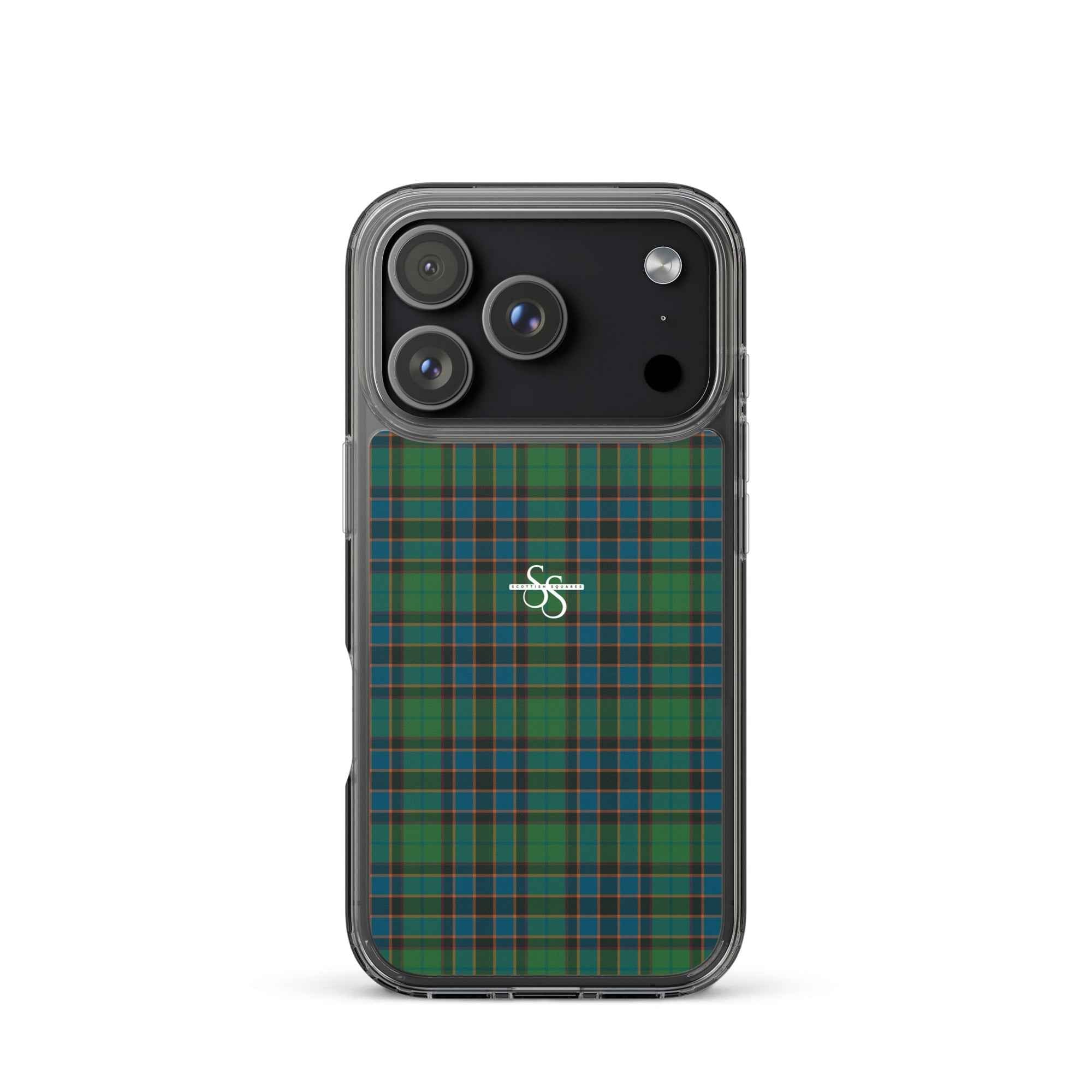 Clear Case for iPhone Green Blue Orange Plaid Tartan