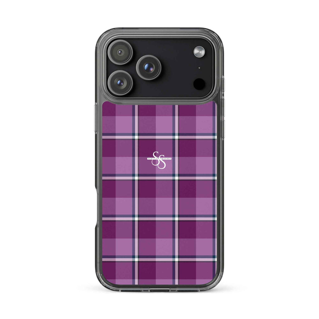 Clear Case for iPhone Purple and Trendy Pink Plaid iPhone 17 Pro Max - Scottish Squares