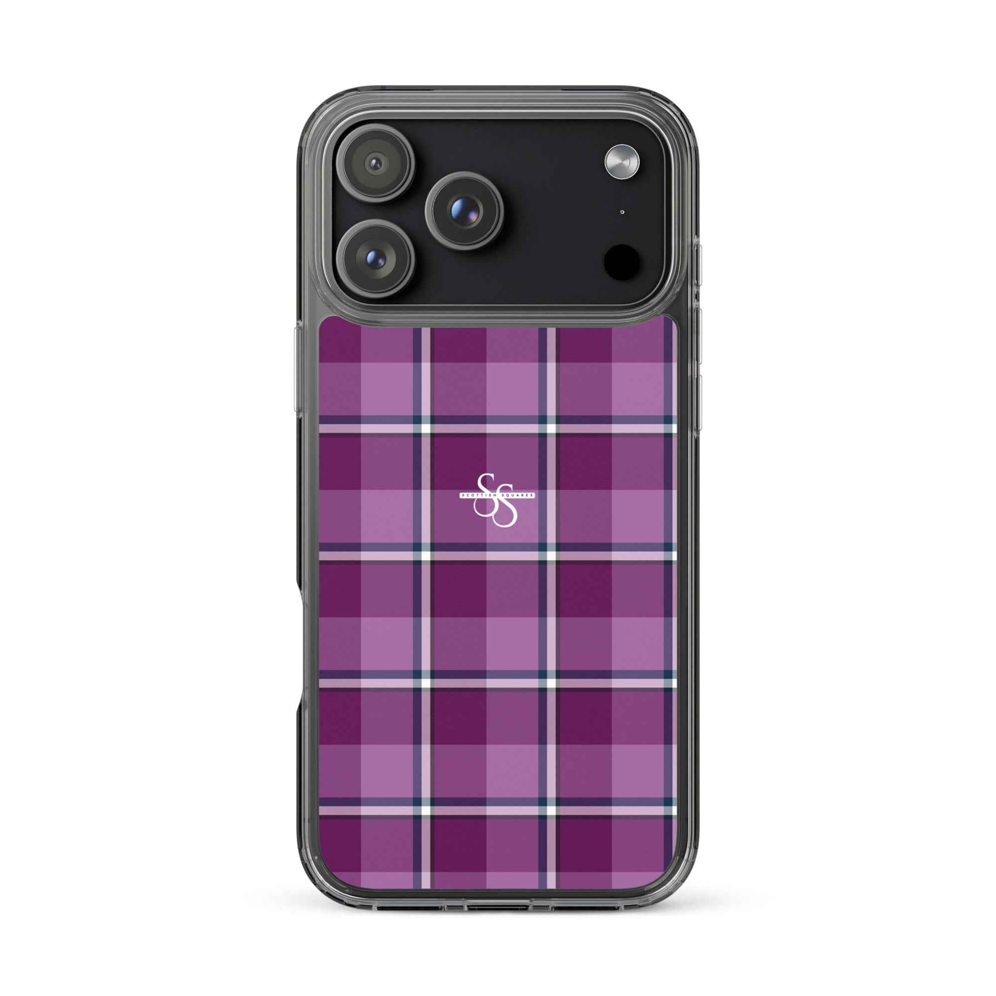 Clear Case for iPhone Purple and Trendy Pink Plaid iPhone 17 Pro Max - Scottish Squares