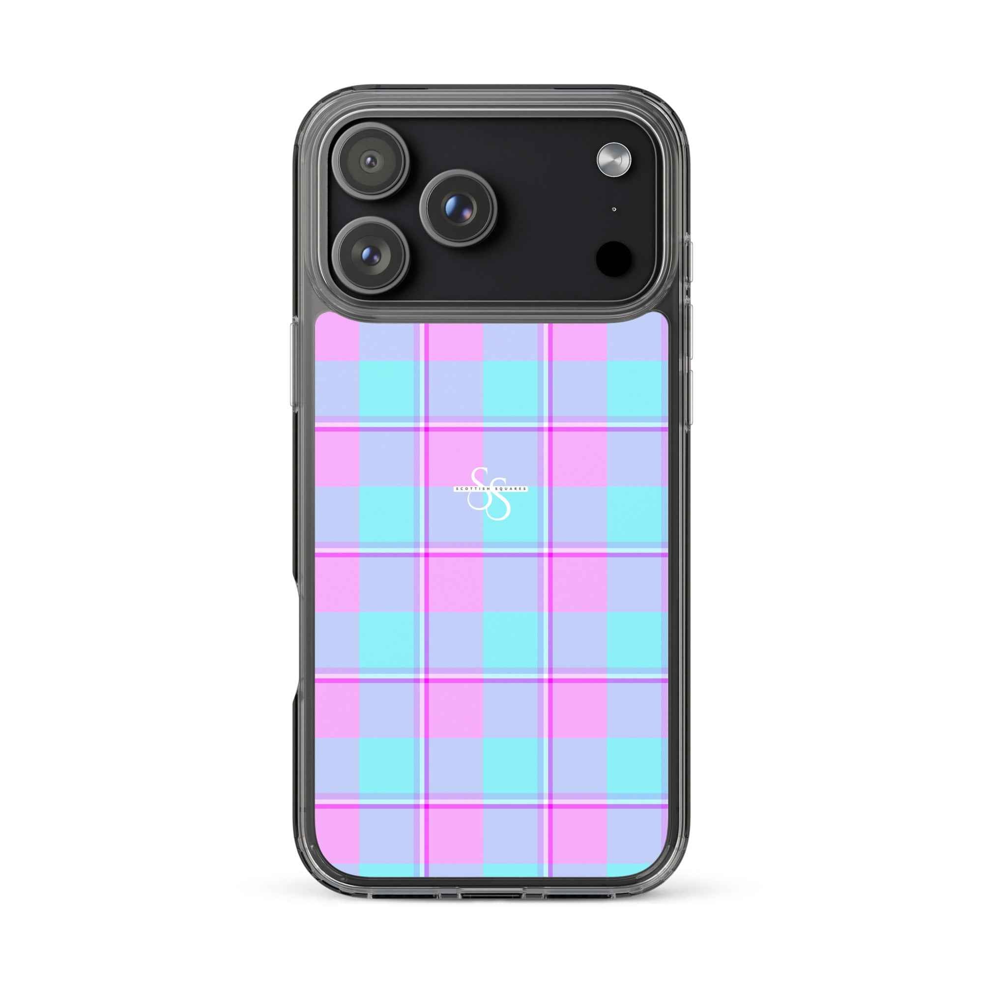 Clear Case for iPhone Mauve and Coastal Mist Plaid iPhone 17 Pro Max - Scottish Squares