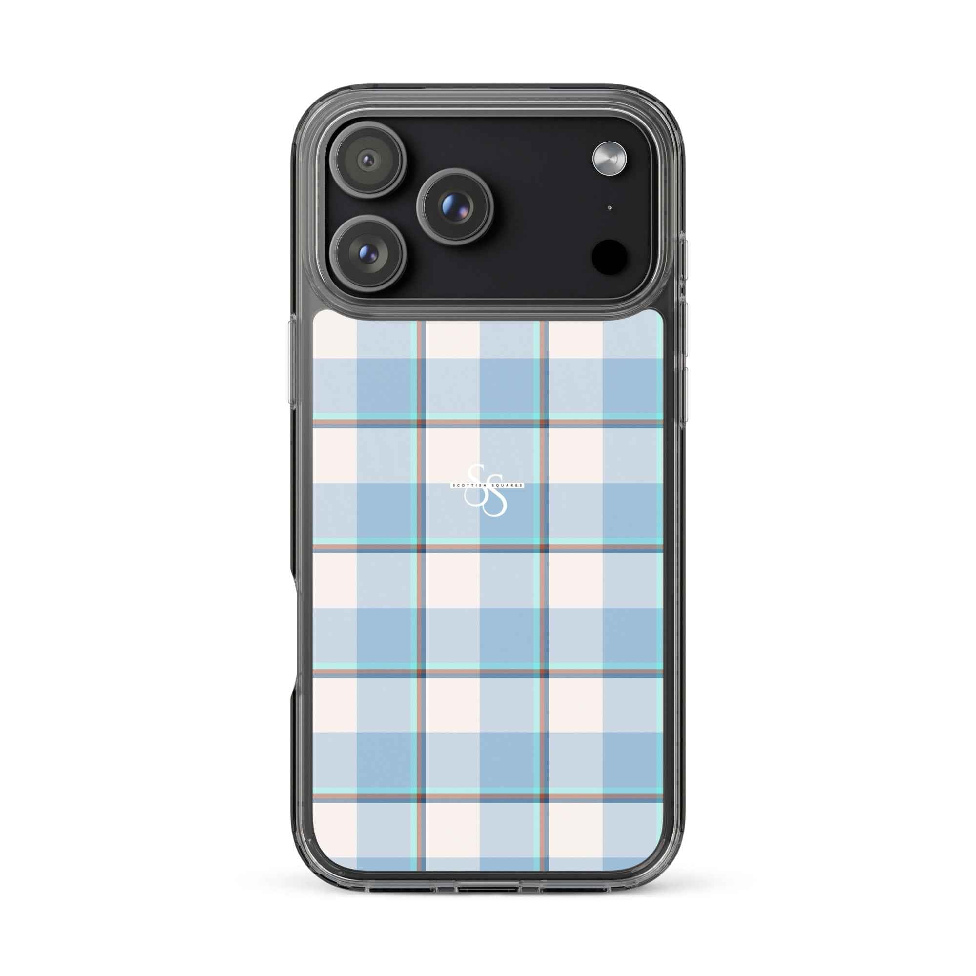 Clear Case for iPhone Pink Cloud and Blue Lagoon Plaid iPhone 17 Pro Max - Scottish Squares