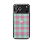 Clear Case for iPhone Vista Blue and Turkish Rose Plaid iPhone 17 Pro Max - Scottish Squares
