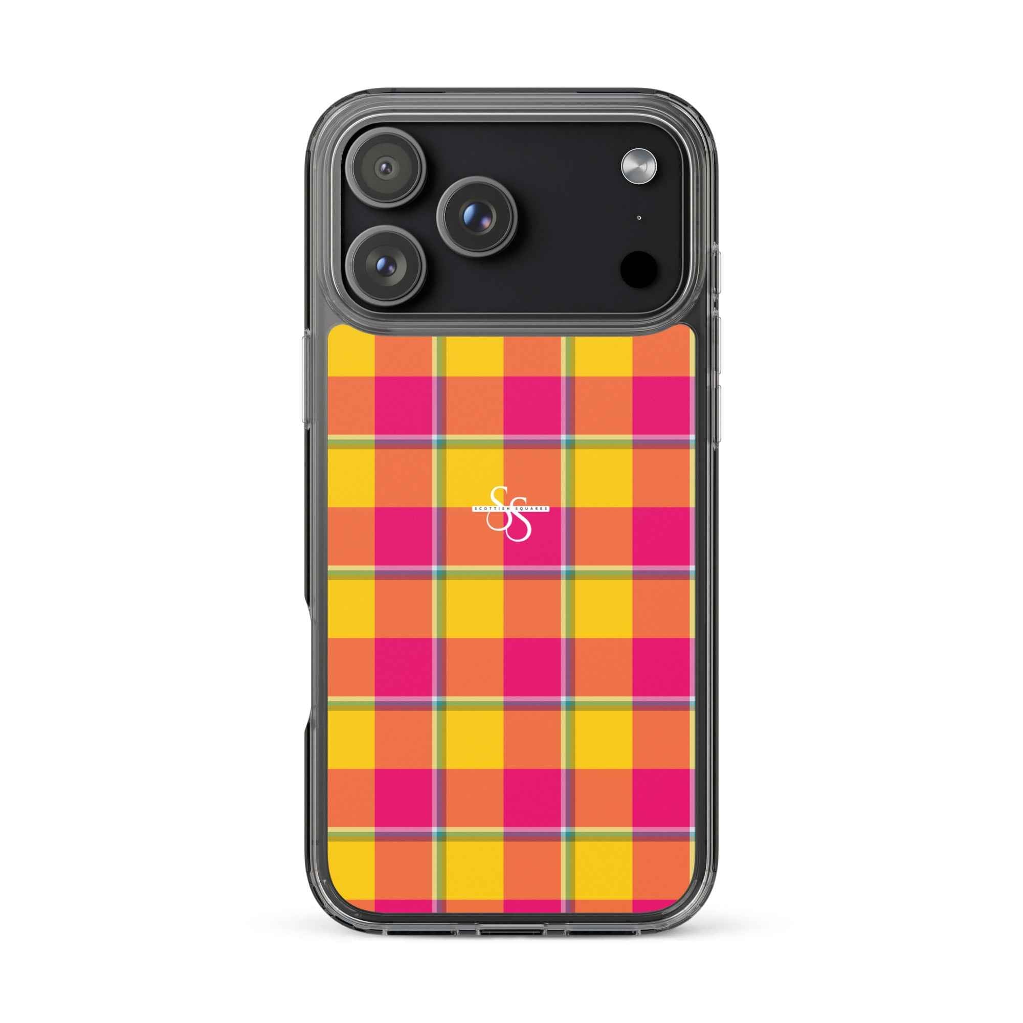 Clear Case for iPhone Corn and Razzmatazz Plaid iPhone 17 Pro Max - Scottish Squares
