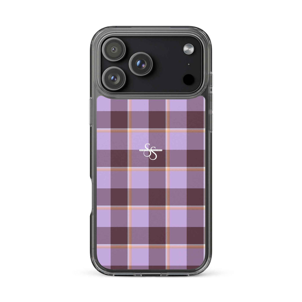 Clear Case for iPhone Light Wisteria and Livid Brown Plaid iPhone 17 Pro Max - Scottish Squares