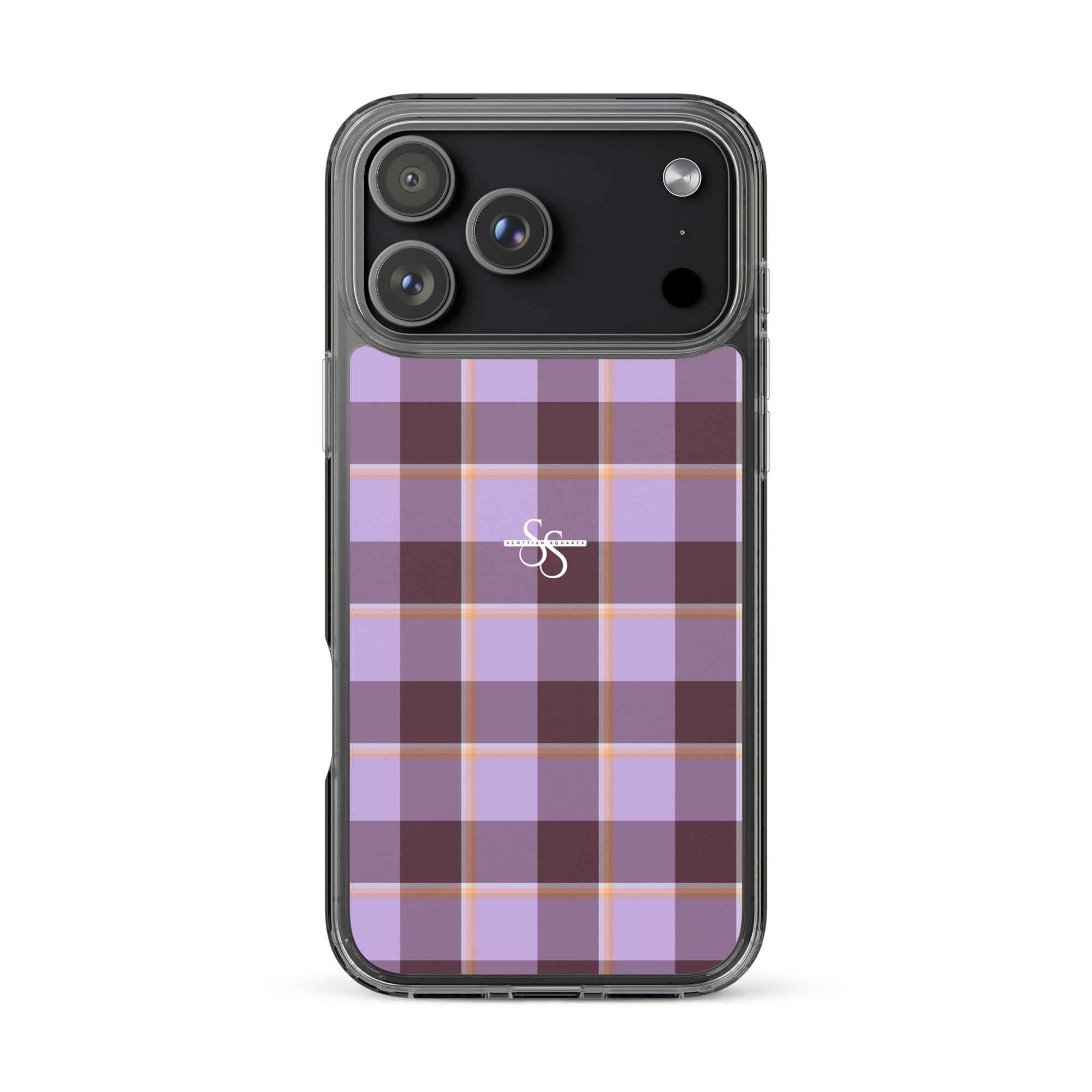Clear Case for iPhone Light Wisteria and Livid Brown Plaid iPhone 17 Pro Max - Scottish Squares