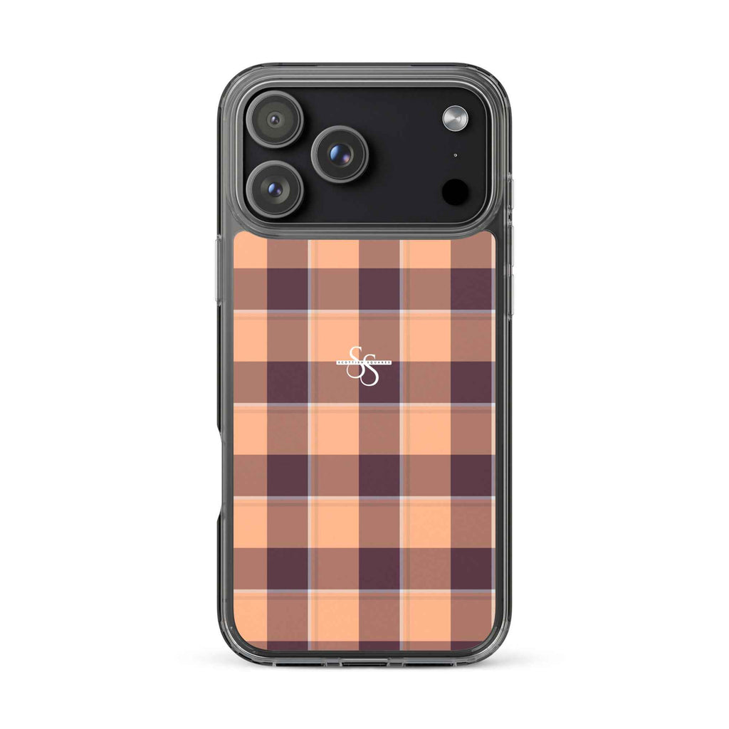 Clear Case for iPhone Hit Pink and Livid Brown Plaid iPhone 17 Pro Max - Scottish Squares