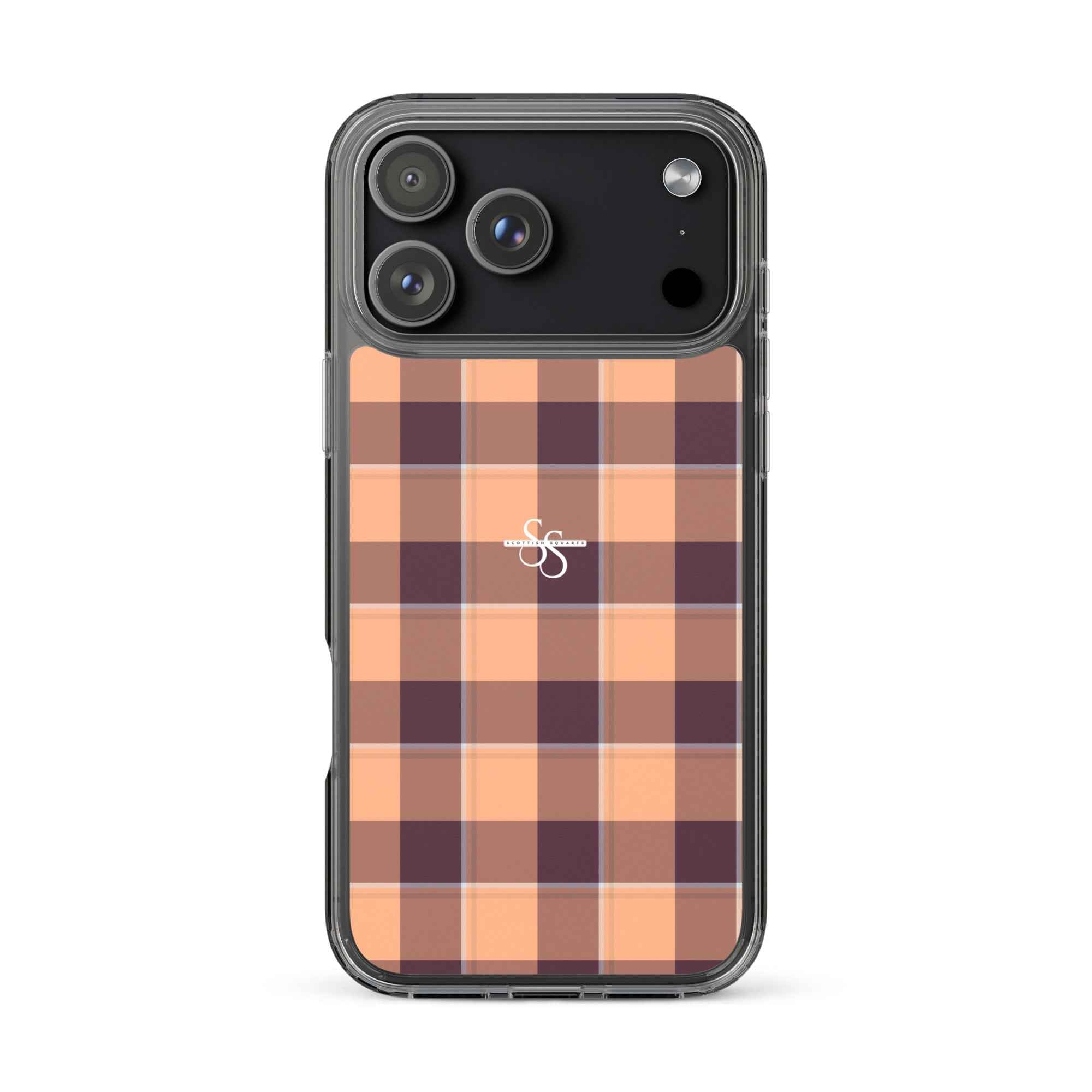 Clear Case for iPhone Hit Pink and Livid Brown Plaid iPhone 17 Pro Max - Scottish Squares