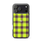 Clear Case for iPhone Electric Lime and Livid Brown Plaid iPhone 17 Pro Max - Scottish Squares