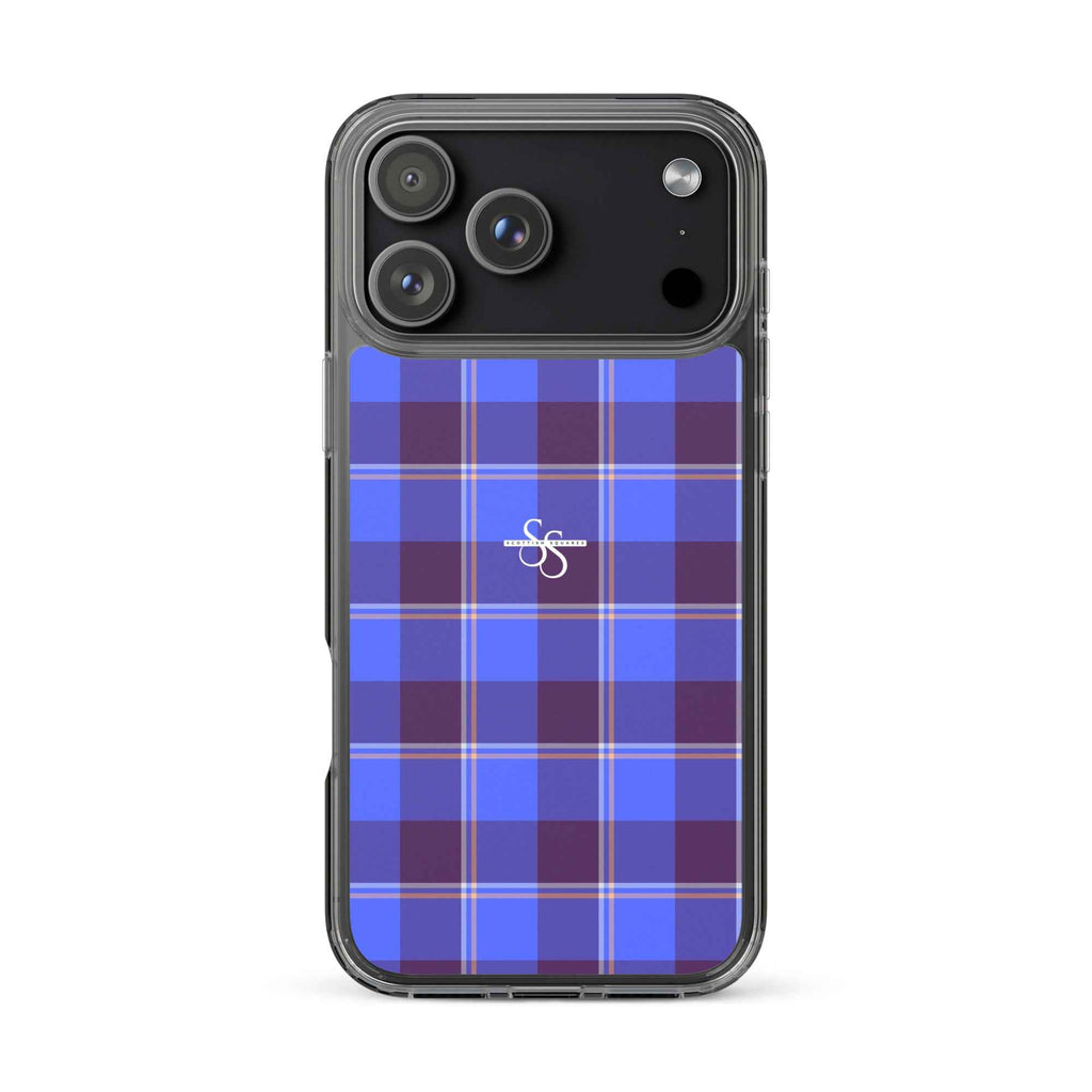 Clear Case for iPhone Cornflower Blue and Livid Brown Plaid iPhone 17 Pro Max - Scottish Squares