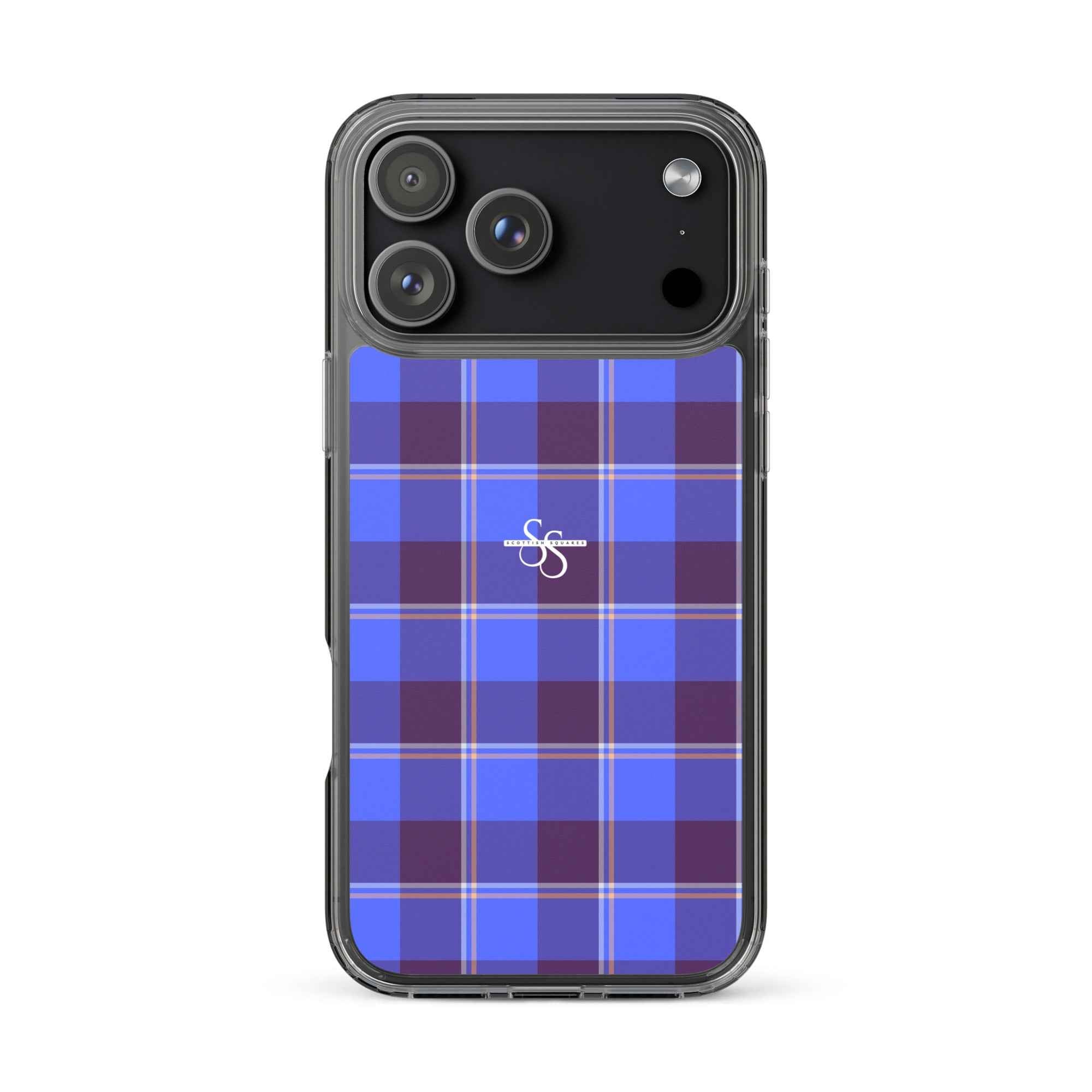 Clear Case for iPhone Cornflower Blue and Livid Brown Plaid iPhone 17 Pro Max - Scottish Squares