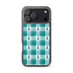 Clear Case for iPhone Cervical Cancer Awareness Plaid, Teal Ribbon, Supportive Gift iPhone 17 Pro Max - Scottish Squares