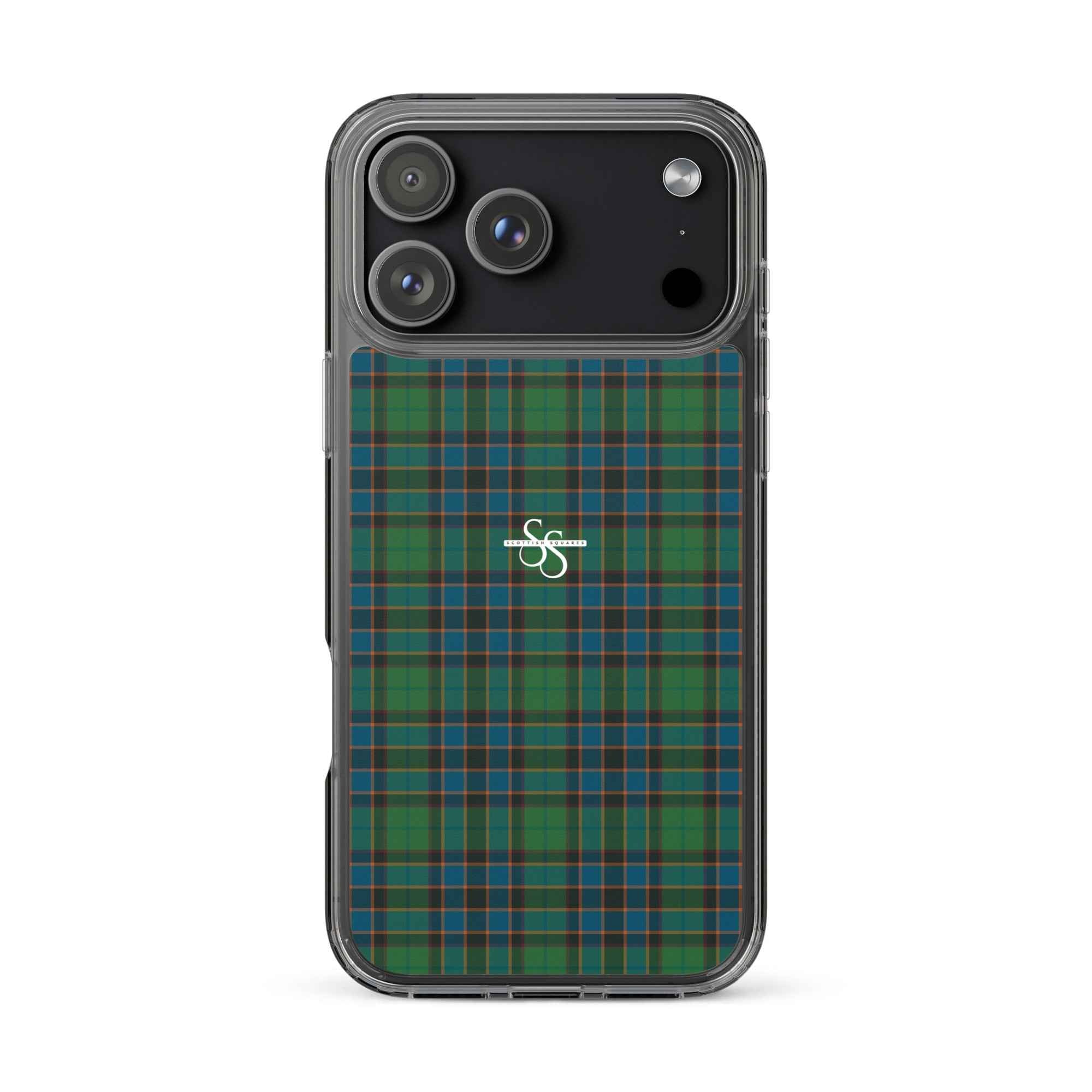 Clear Case for iPhone Green Blue Orange Plaid Tartan