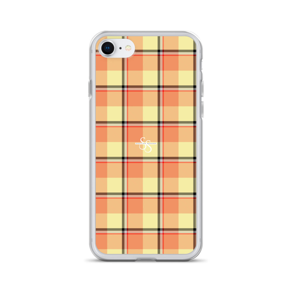 Clear Case for iPhone Claystone and Morning Mist Plaid iPhone 7 8 - Scottish Squares