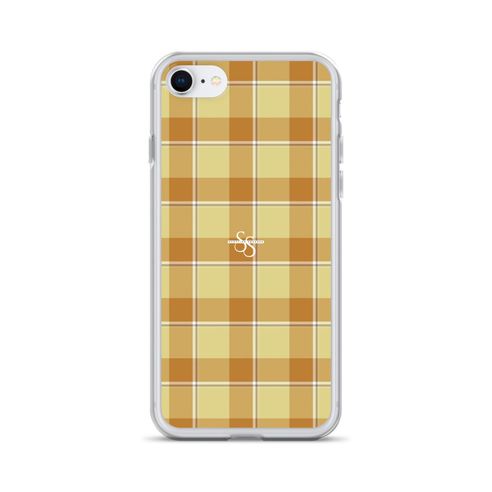 Clear Case for iPhone Zombie and Copper Plaid iPhone 7 8 - Scottish Squares