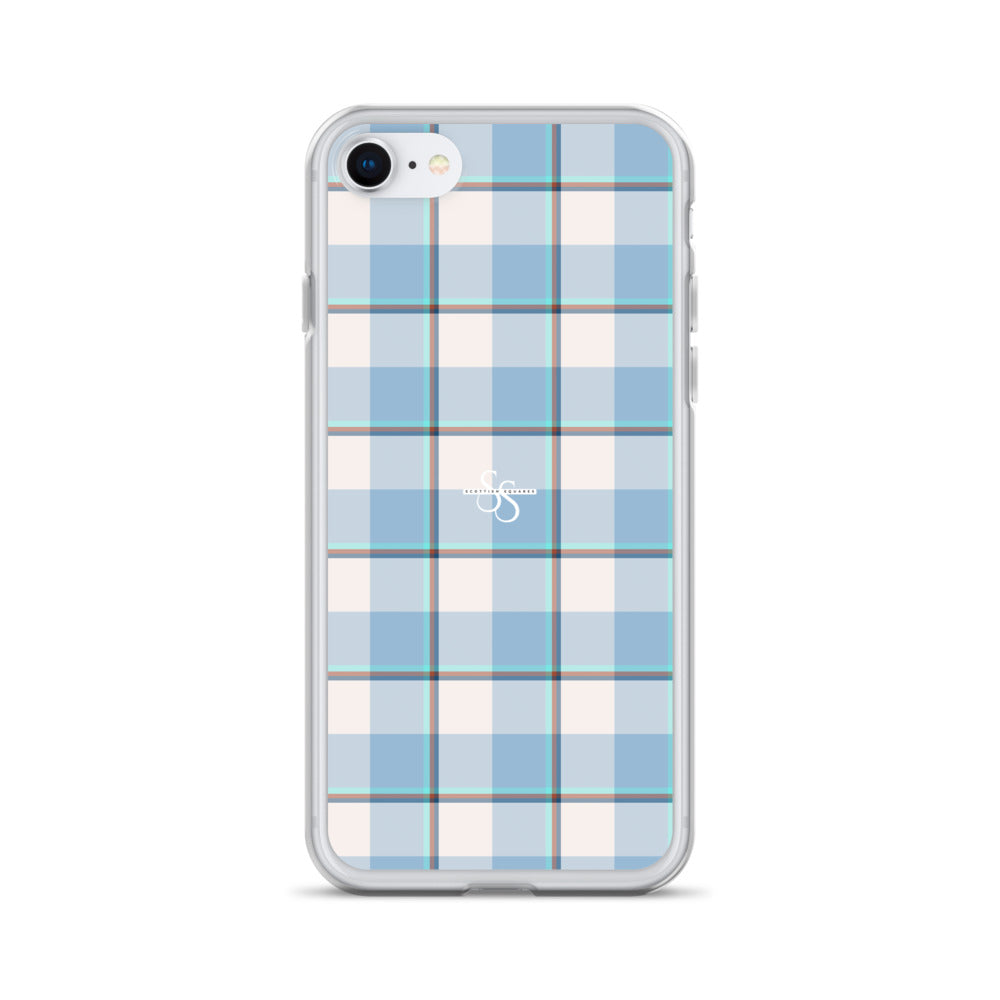 Clear Case for iPhone Pink Cloud and Blue Lagoon Plaid iPhone 7 8 - Scottish Squares