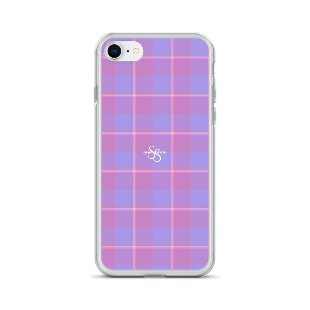 Clear Case for iPhone Viola and Dull Lavender Plaid iPhone 7 8 - Scottish Squares