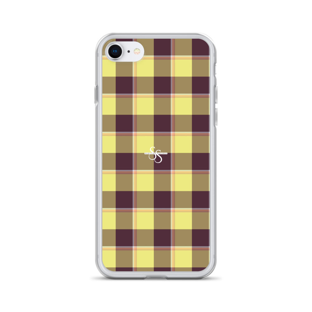 Clear Case for iPhone Flax and Livid Brown Plaid iPhone 7 8 - Scottish Squares