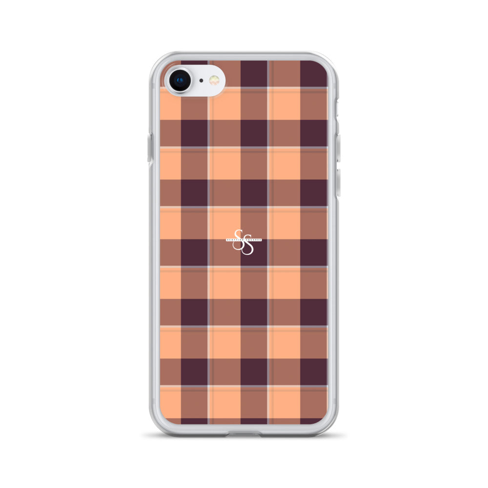 Clear Case for iPhone Hit Pink and Livid Brown Plaid iPhone 7 8 - Scottish Squares