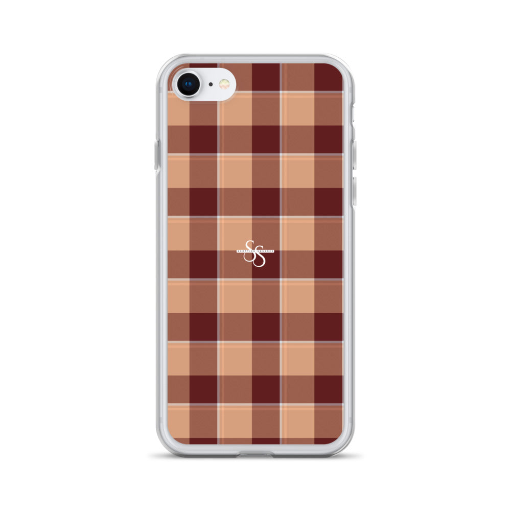 Clear Case for iPhone Whiskey and Livid Brown Plaid iPhone 7 8 - Scottish Squares