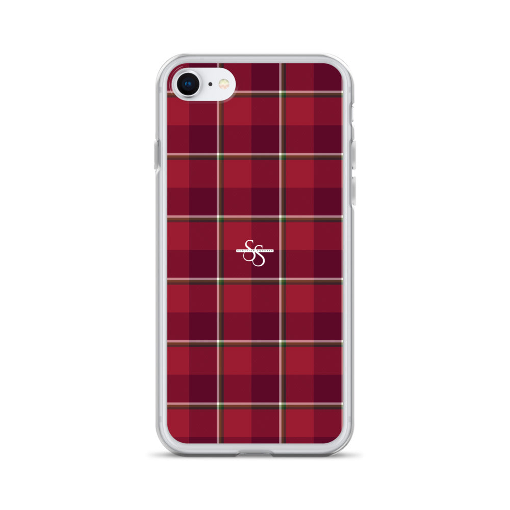 Clear Case for iPhone Old Brick and Cab Sav Plaid iPhone 7 8 - Scottish Squares
