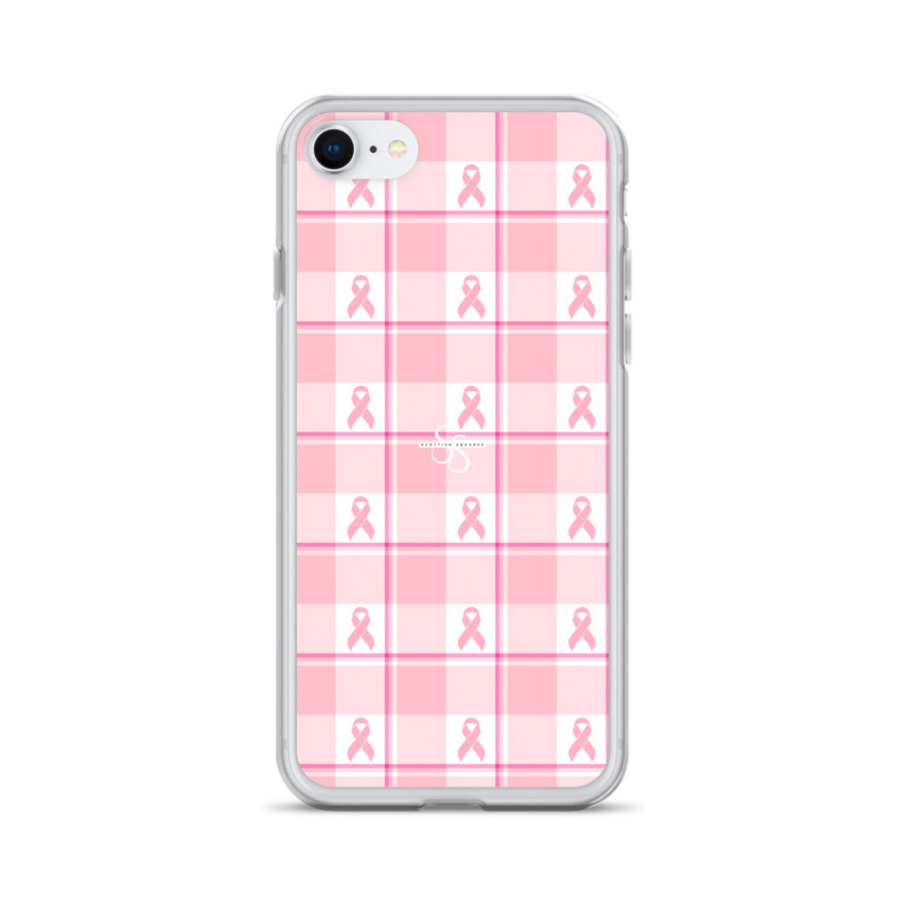 Clear Case for iPhone Breast Cancer Awareness Plaid iPhone 7 8 - Scottish Squares