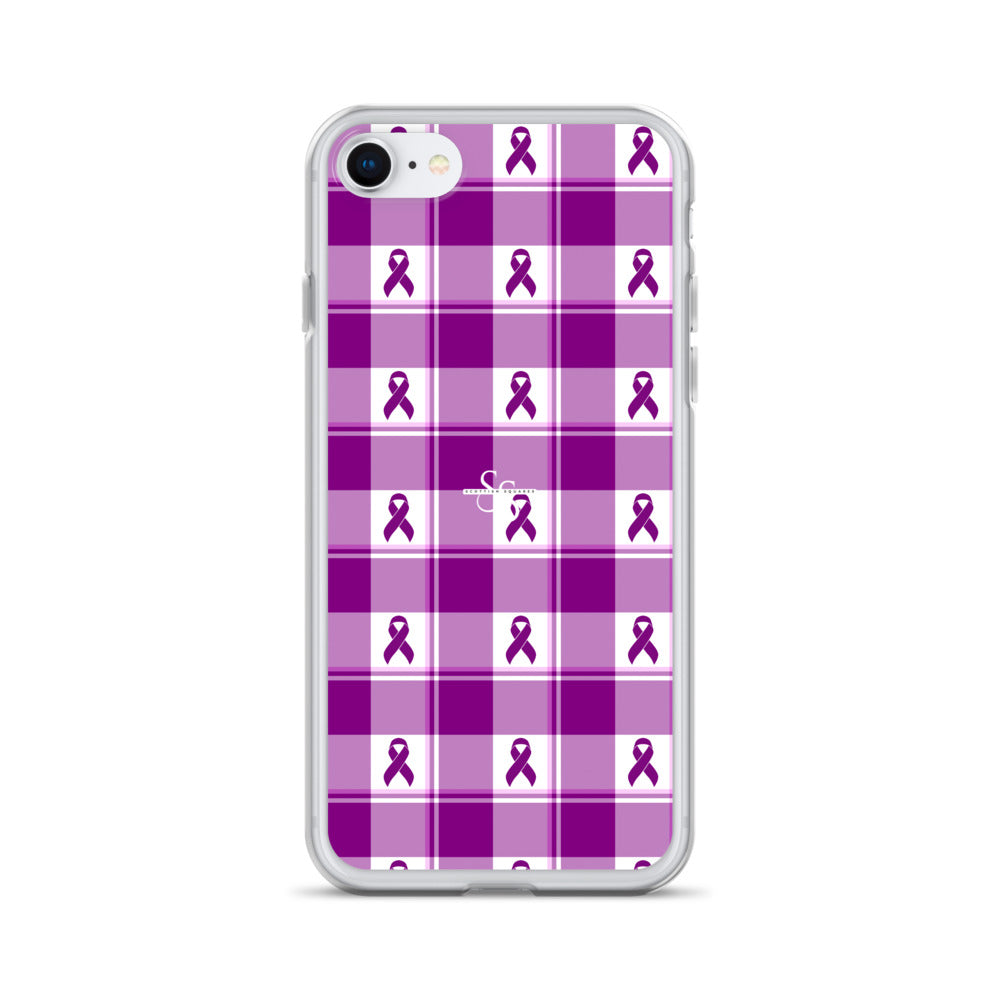 Clear Case for iPhone Pancreatic Cancer Awareness Plaid iPhone 7 8 - Scottish Squares