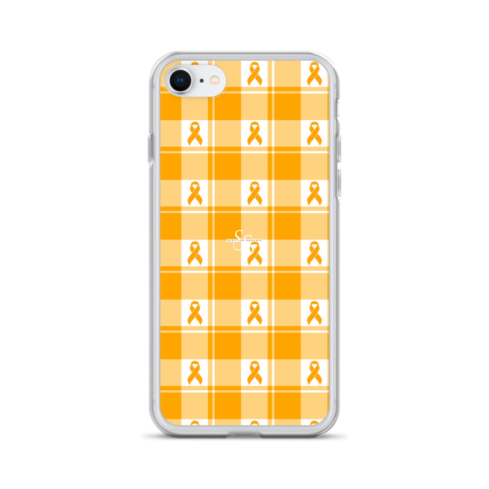 Clear Case for iPhone Kidney Cancer Awareness Plaid, Orange Ribbon, Supportive Gift iPhone 7 8 - Scottish Squares