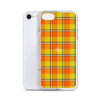 Clear Case for iPhone Blaze Orange and Bird Flower Plaid - Scottish Squares